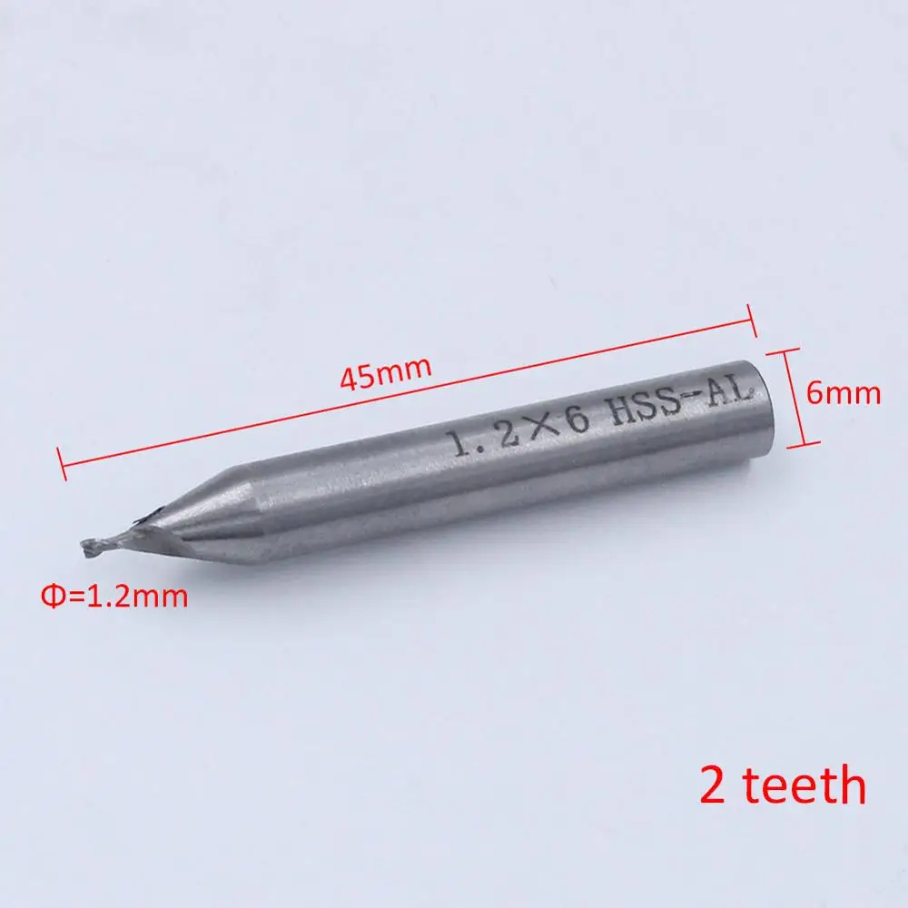 1.2MM 2/4 прекрасно подходит для зубов, hss 1,0-3,0 мм Концевая фреза гравировальный резец для подрезки кромок ЧПУ фрезы Концевая фреза для машины ключ Режущий Станок слесарь - Цвет: 1.2MM