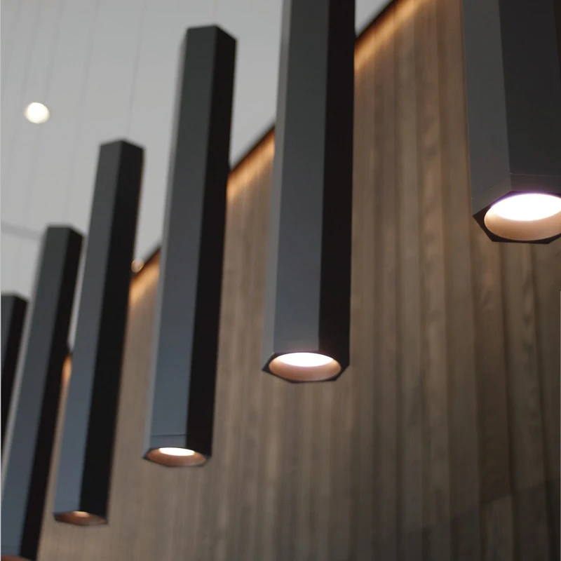 Lámparas y linternas Led simples y modernas, lámpara hexagonal nórdica para bar, escritorio frontal, candelabro de comedor industrial creativo personalizado