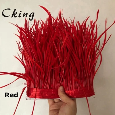 red Cking 10 ярдов Красный цвет натуральное гусиное перо планки 15-20 см 6-8 дюймов ширина перо для рукоделия кружевные ремни - Цвет: red