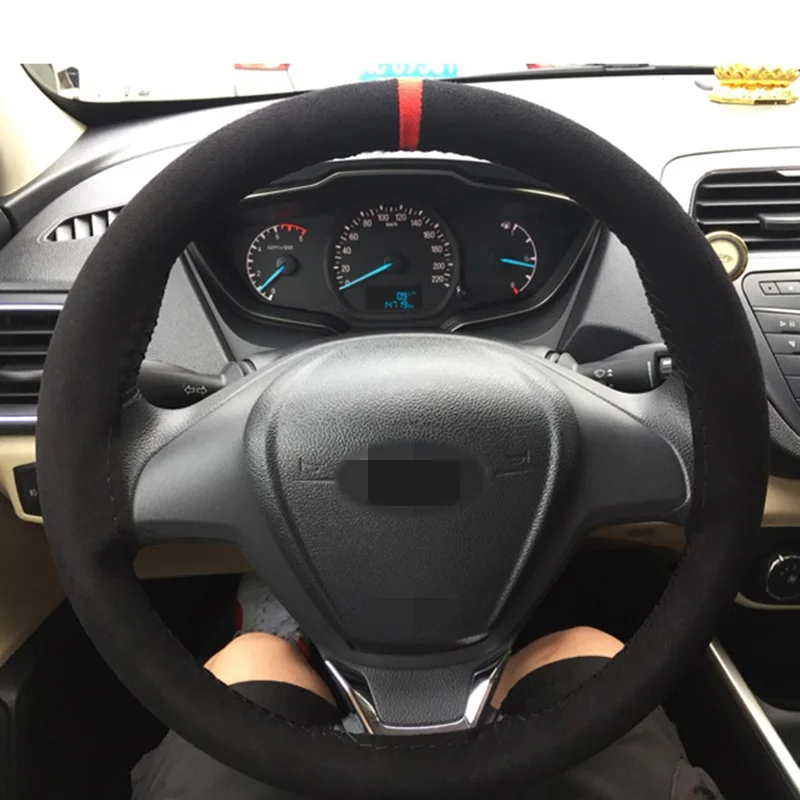 Ручной черный замшевый чехол рулевого колеса автомобиля для Volkswagen Golf 7 GTI R MK7 VW Polo