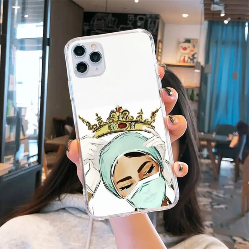 

Spain Cartoon Medicine Doctor Nurse Phone Case Transparent for iPhone 6 7 8 11 12 s mini pro X XS XR MAX Plus