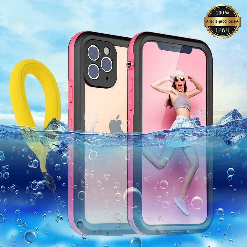 

IP68 Waterproof Phone Case for iPhone 11 Pro Max 6.5 XR X XS Max Pink Clear Silicone Underwater Cover for iPhone 7 8 Plus 6.1