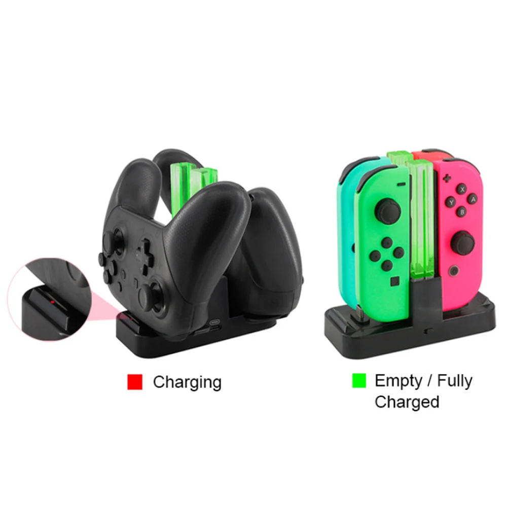 for nintendo joycon charger with led indication for switch pro controller 2 in 1 charge 5v2a charging dock station free global shipping