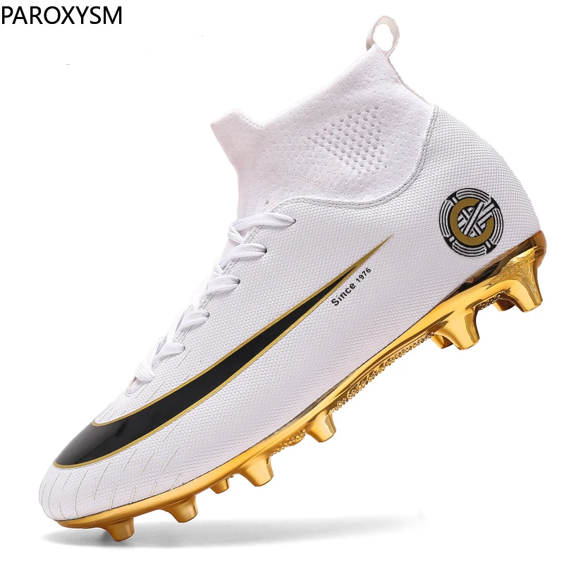 PAROXYSM белые/черные золотые мужские футбольные бутсы высокие женские Botas De Futbol