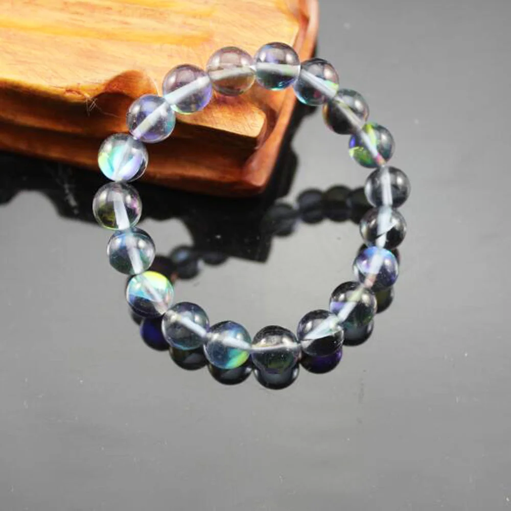 10mm Blue Moonstone Хороший браслет из бисера чакра для мужчин 10 мм натуральный камень Лава Рок тигровый глаз черный оникс бусины из лечебных камней стрейч Шарм Йога женские ювелирные изделия - Окраска металла: 10mm Blue Moonstone