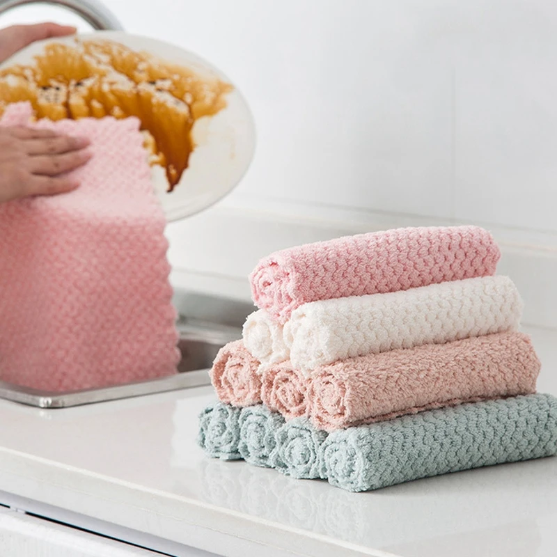 

6PCS Oil Coral Hanging Kitchen Dishclout Hand Towels with 8Pcs Tableware fork Spoon Christmas Gift Apoon fork Set