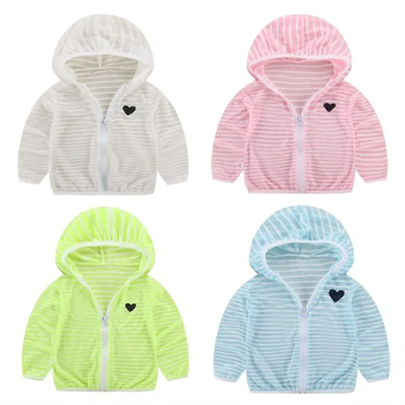 Тонкая детская летняя рубашка с капюшоном на молнии | Детская одежда и обувь