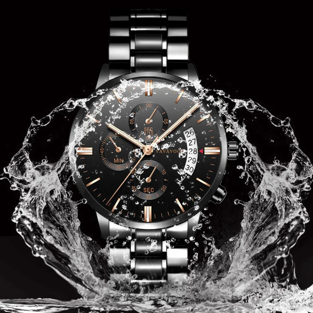 Часы наручные мужские Кварцевые водонепроницаемые из нержавеющей стали в