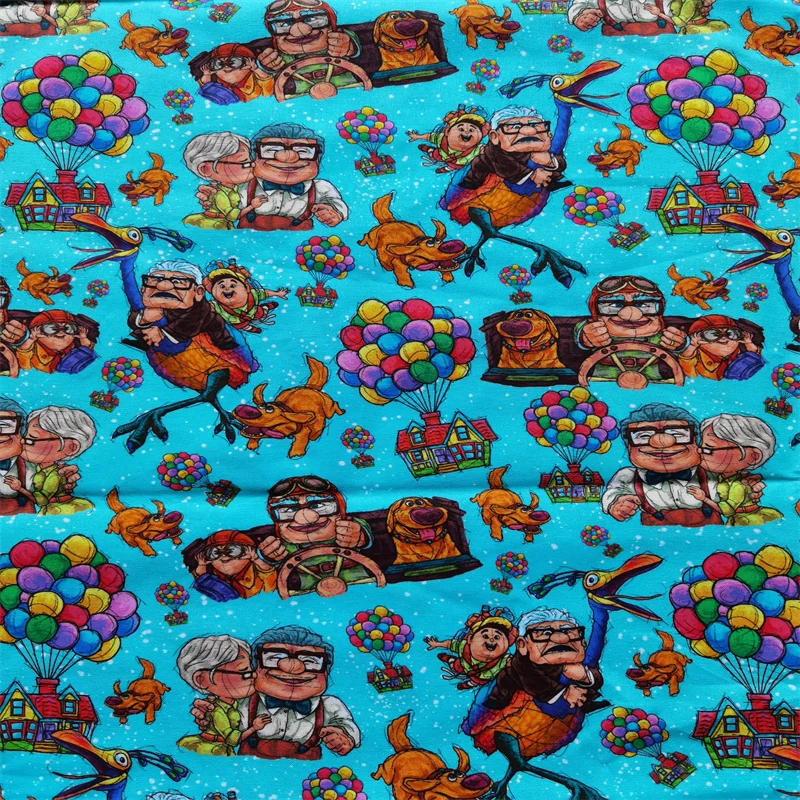 cartoon disney up balloon fly house kids 100 cotton fabric for girl clothes hometextile cushion cover needlework diy free global shipping