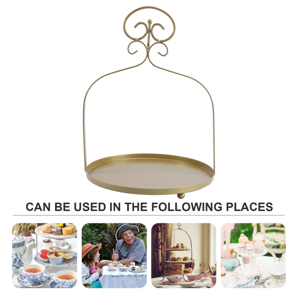 

1Pc Decorative Hand Basket Wedding Cake Basket Dessert Display Holder (Golden)