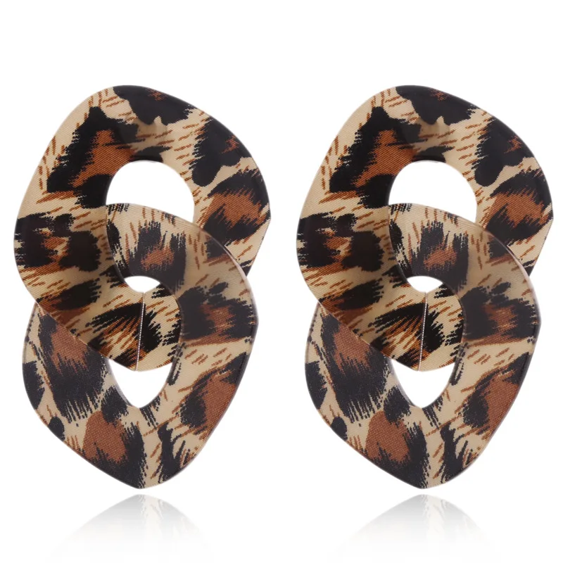 

Big Leopard Exaggerated Drop Earrings for Women Fashion Boho Acrylic Acetate Dangle Statement Hanging Resin Geometric Earrings