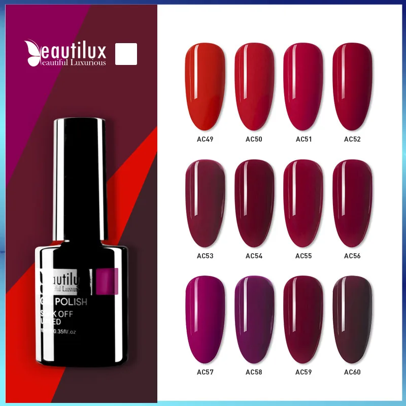 

Beautilux Gel Nail Polish Cherry Wine Classic Red Burgundy Color UV LED Soak Off Nails Gel Varnish Semi Permanent Lacquer 10ml
