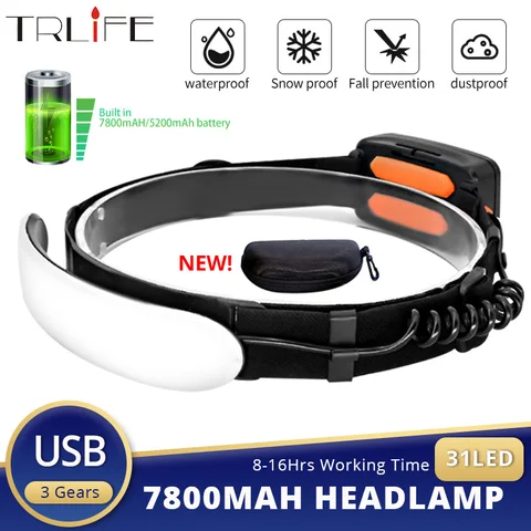 TRLIFE налобный фонарь 31LED 7800mah/5200mah