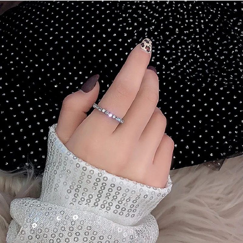 

Simple Diamond-encrusted Open Tail Ring Index Finger Ring Female Hipster Student Net Red Pearl Personality Ring Children