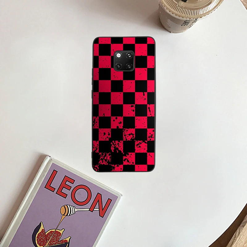 Силиконовый мягкий чехол для Huawei Mate 20 30 P20 P30 Pro Lite Honor10 красная черная мозаика
