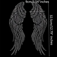 big pair wings rhinestones appliques hot fix iron on crystal transfers design hot fix rhinestone patches for shirt dress