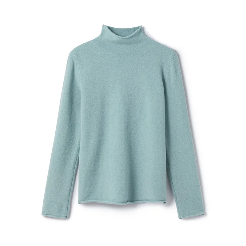 

Autumn 2021 New Women's Sweater Crimp Pullover Long Sleeve Bottomed Sweater Short Solid Color With Warm Women's Turtleneck C114