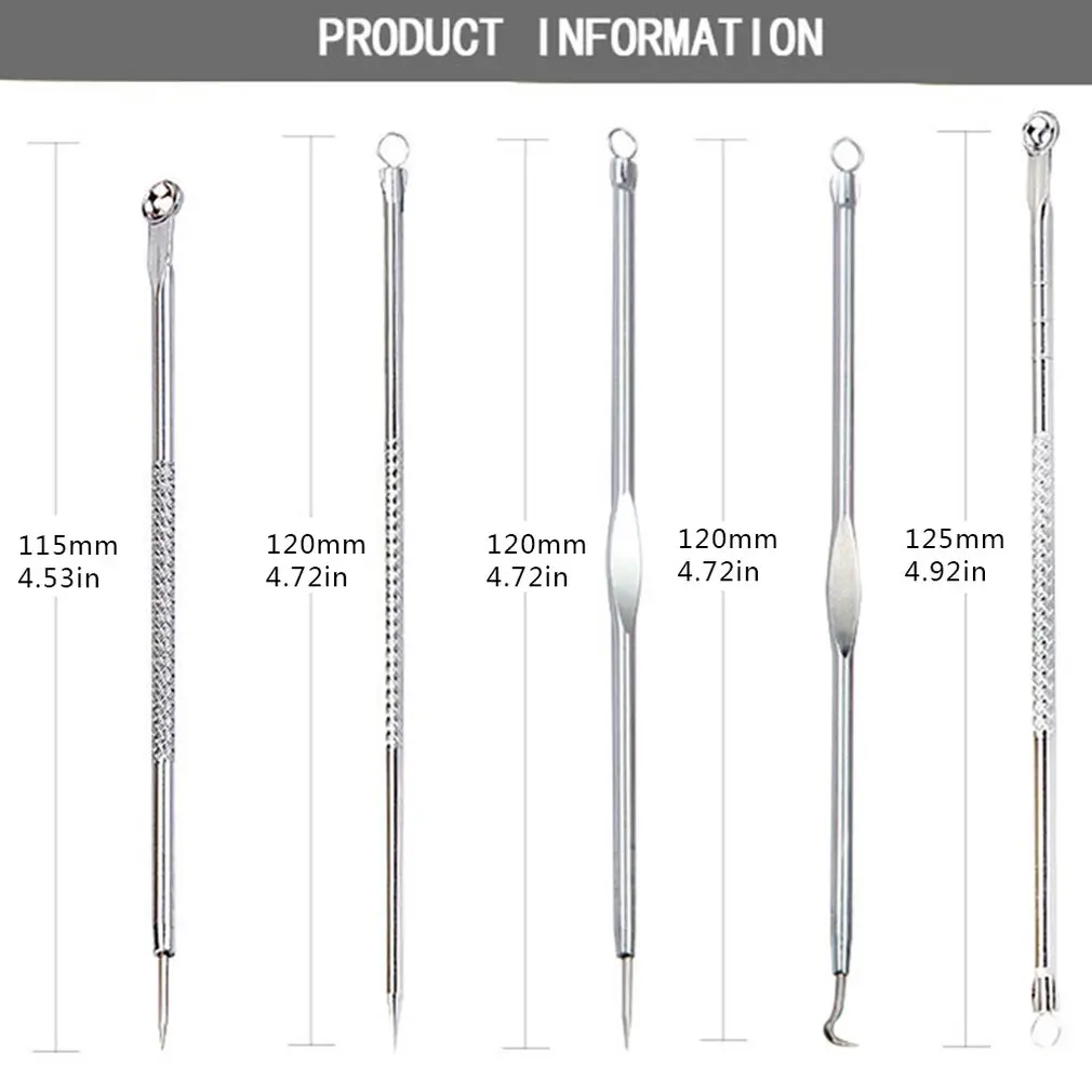 Игла для чистки лица 5 предметов Удалить инструмент удаления угрей разные цвета