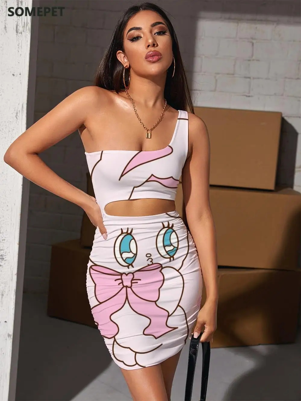 

SOMEPET Brand Animal Dresses Women Rabbit 3d Print Lovely Vestido Sexy Harajuku Bodycon Dress Womens Clothing Club Vintage Boho