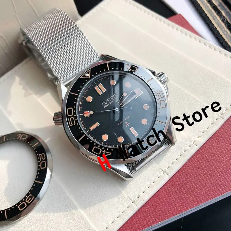 

42mm Men's Automatic Mechanical Watch Ceramic Bezel Luminous Waterproof Stainless Steel Watch James Bond 007