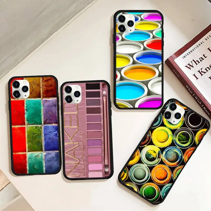 

Colorful Watercolors Set Palette Makeup Phone Case Rubber for iPhone 12 pro max mini 11 pro XS MAX 8 7 6 6S Plus X 5S SE 2020 XR