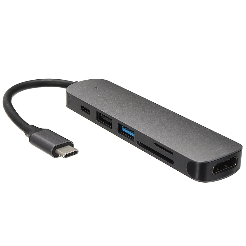 

Портативный концентратор 6 в 1, usb 2,0, TF, SD, PD, 4K HDMI