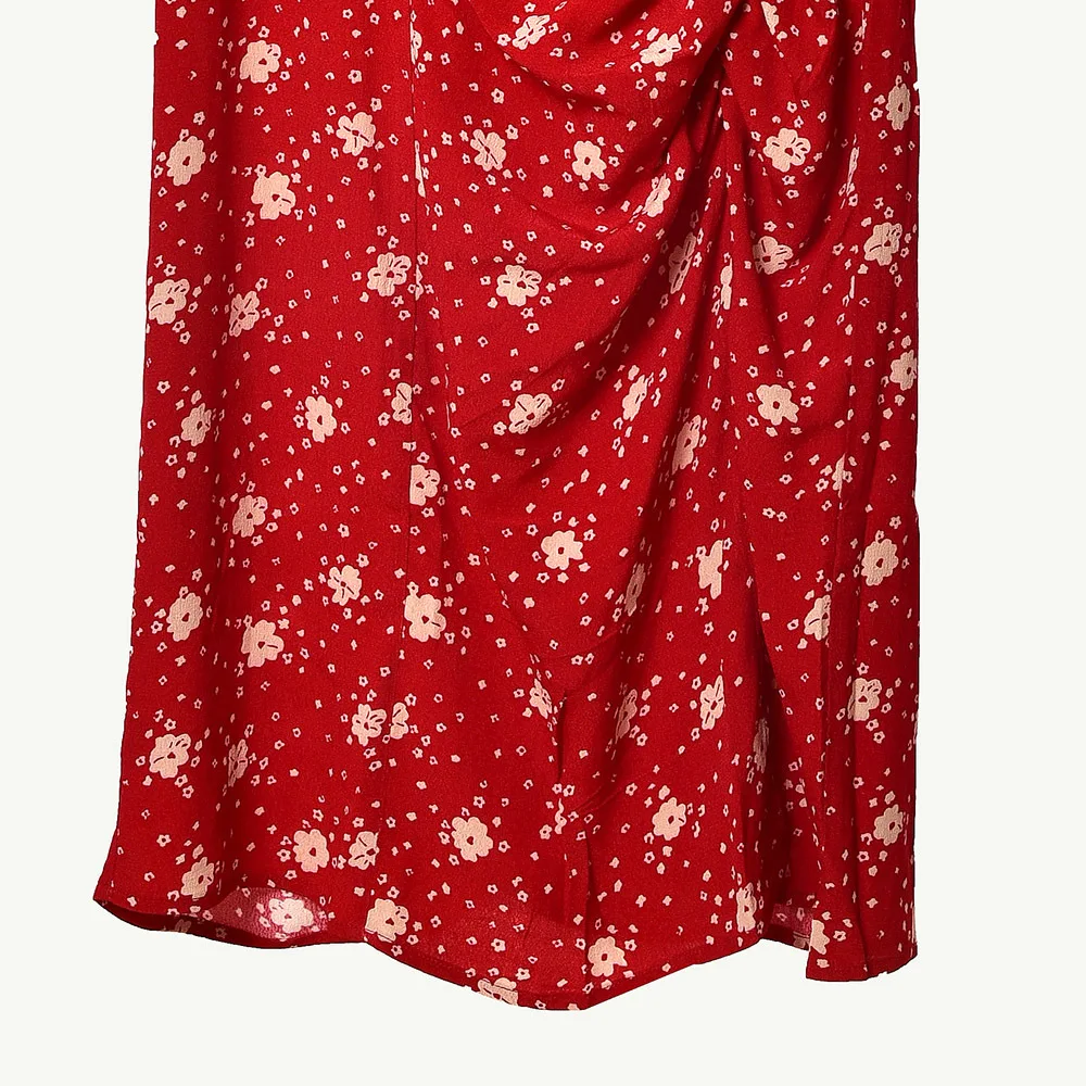 

Women Dress 2021 Spring Summer New Drawstring Asymmetric Retro Dress