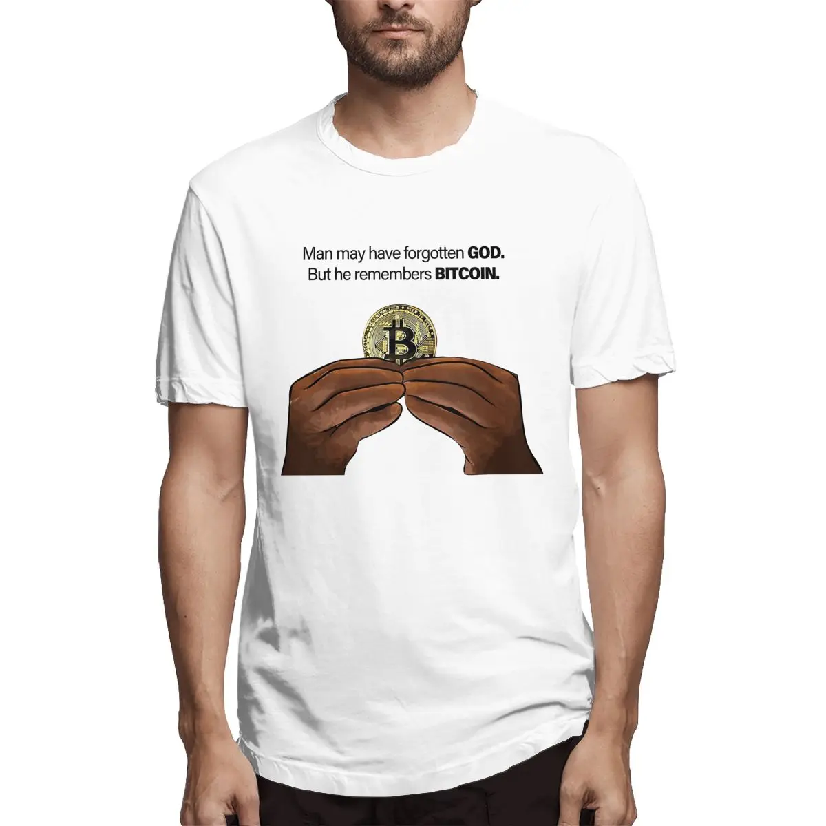 

Man Remembers Bitcoin Classic T Shirt Men T Shirt Funny Tees Short Sleeve Crewneck T-Shirt Cotton Gift Idea Clothing