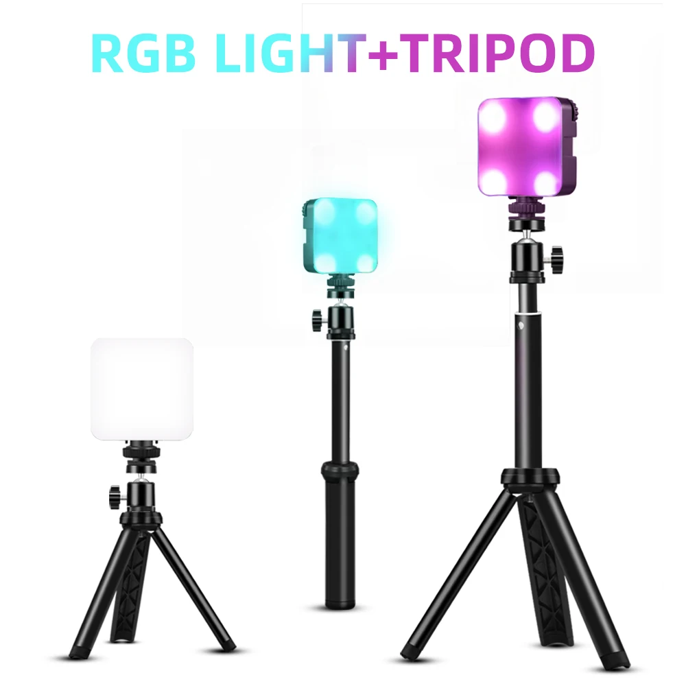 

6W Mini RGB LED Video Light with Tripod 2700K-6500K On Camera Fill Light Photography Lighting For Tiktok Vlog Light lamp