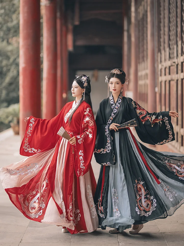 Старинные Китайские мужские черные стильные костюмы Вей Цзинь с вышивкой