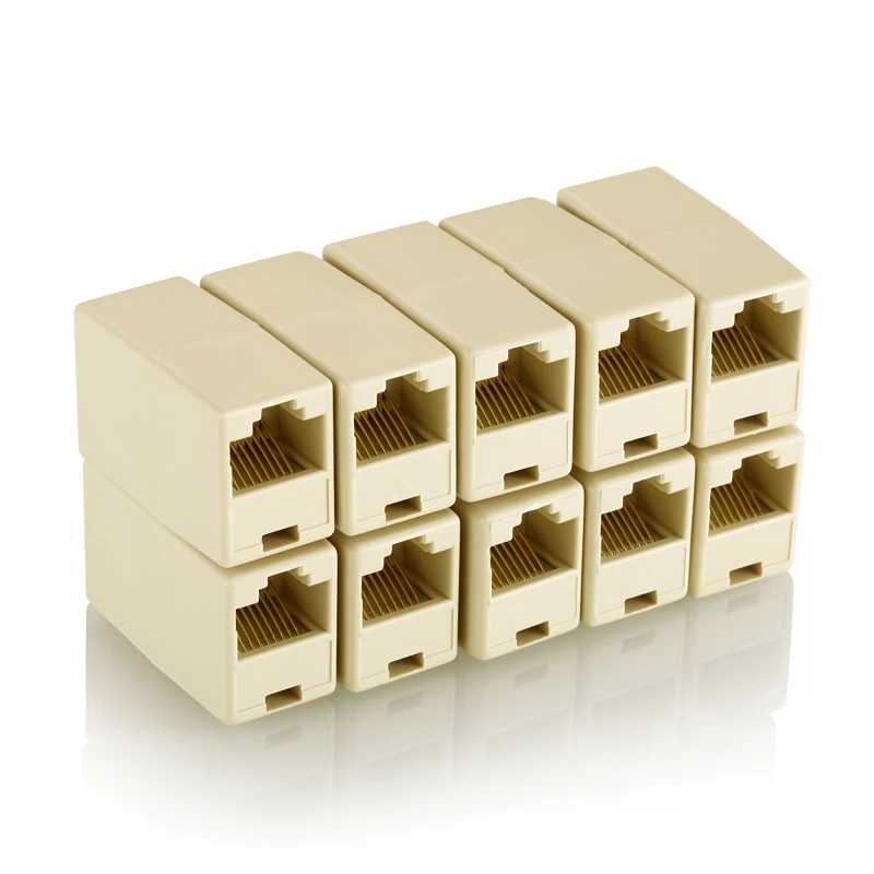 10 шт. rj45 разъем jack cat5 cat5e cat6 ethernet кабель женский двойной адаптер модульный