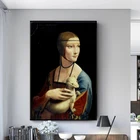 Картина на холсте леди с эрмином, Репродукция Леонардо да Винчи, искусство на стену, картины для декора