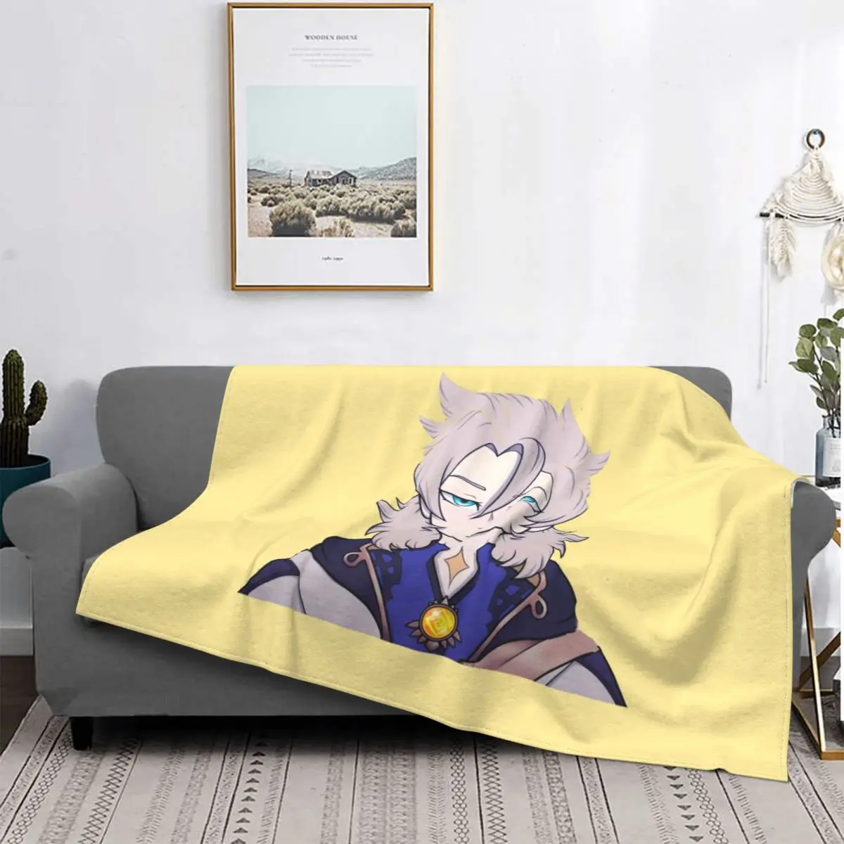 

Smug Albedo Genshin Impact Blanket Flannel Textile Decor Anime Game Portable Warm Throw Blankets for Home Outdoor Bedding Throws