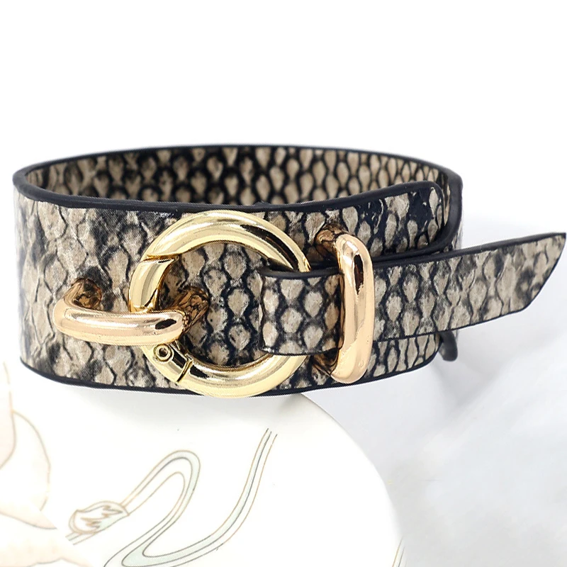 Кожаный браслет с узором под змеиную кожу мужской в стиле панк большие