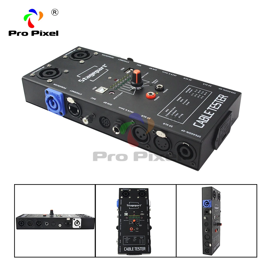 Кабельный тестер для 3pin 5pin XLR, 4& 8-pole speakon, RJ45, USB