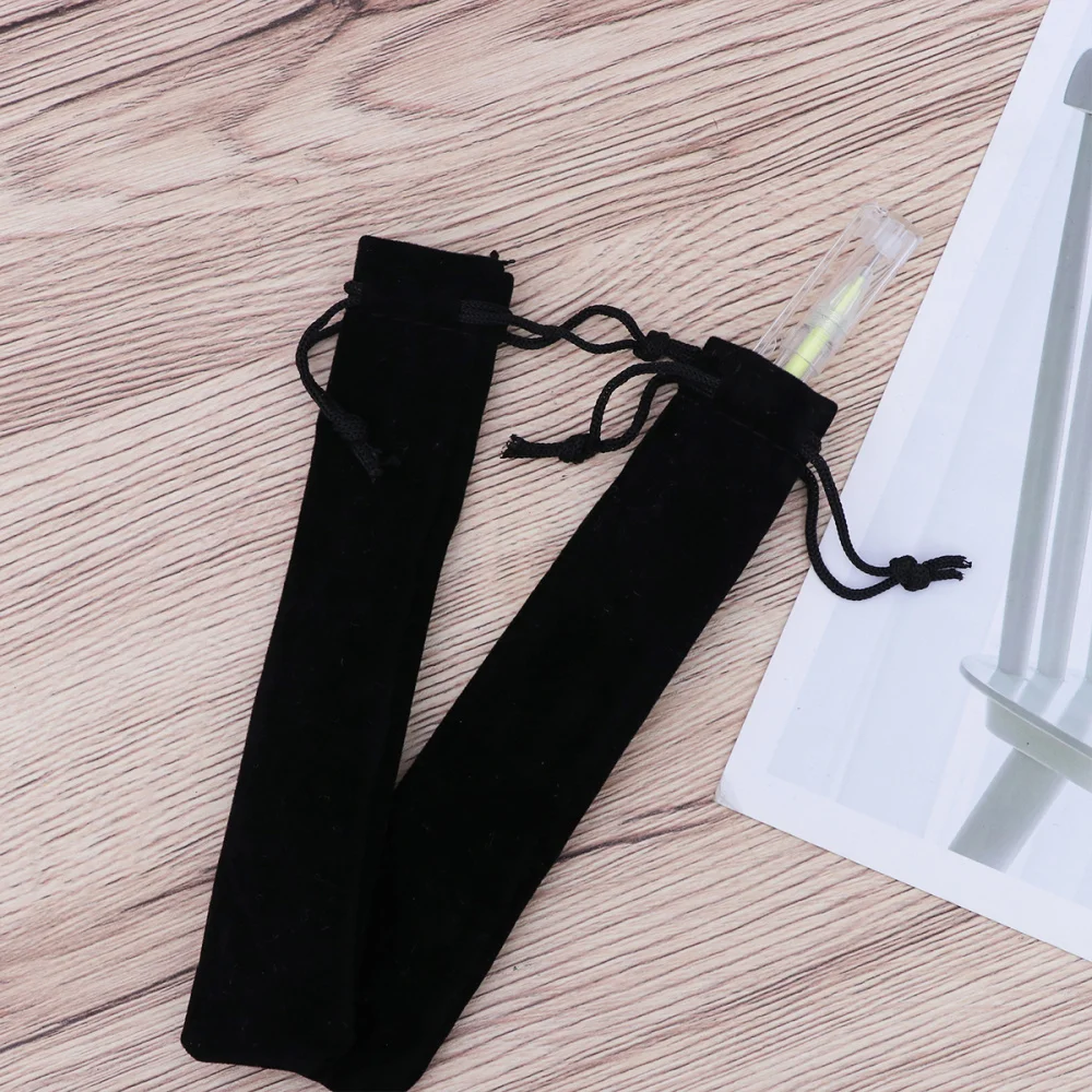 

50pcs Drawstring Pen Pouch Sleeve Holder Pen Case Gift Pencil Bag (Black)