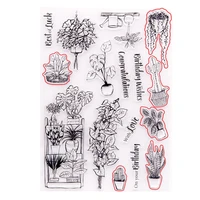 potted flowers and plants transparent clear silicone stamp seal diy scrapbook rubber coloring diary decor office school supplies