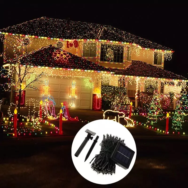 

200 Led Solar String Lights Christmas Tree Decorations for Home Outdoor 3 Mode Festoon Led Light Fairy Garden New Year's Garland