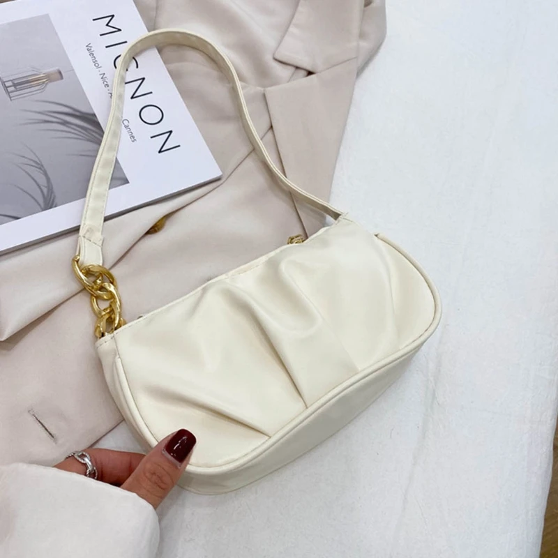 

QXNC Elegant Armpit Sling Handbags Solid Color Women PU Leather Shoulder Bags Female Tote Bags