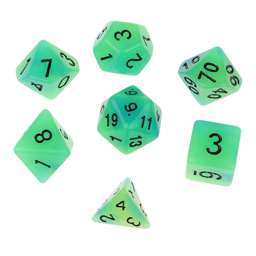 MagiDeal, 7 штук, многогранные кости для подземелий и драконов, D20, D12, D10, D8, D6, D4, настольные игры+ вечерние кубики