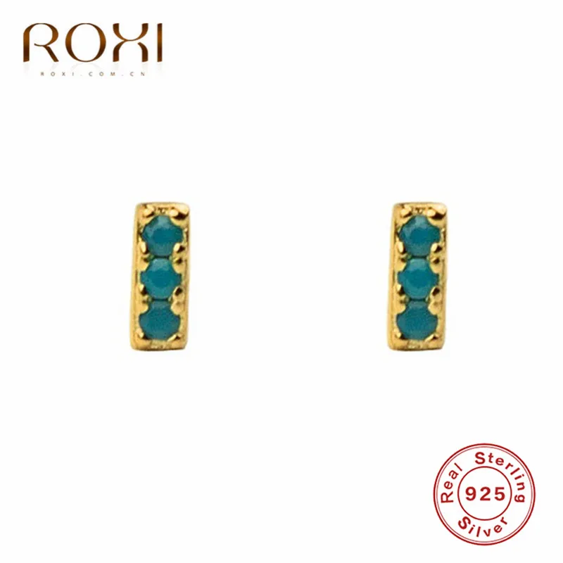 Женские корейские серьги гвоздики ROXI минималистичные геометрические Двойные с