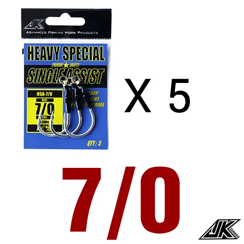 JK HSA Poppers Lure Wood 4X Heavy jigging Hooks Sea Power Assist Fishhook Stick Baits Luring Boat Hook Fishing 5/0 7/0 9/0 11/0 - Цвет: 7 l 0 -5pack
