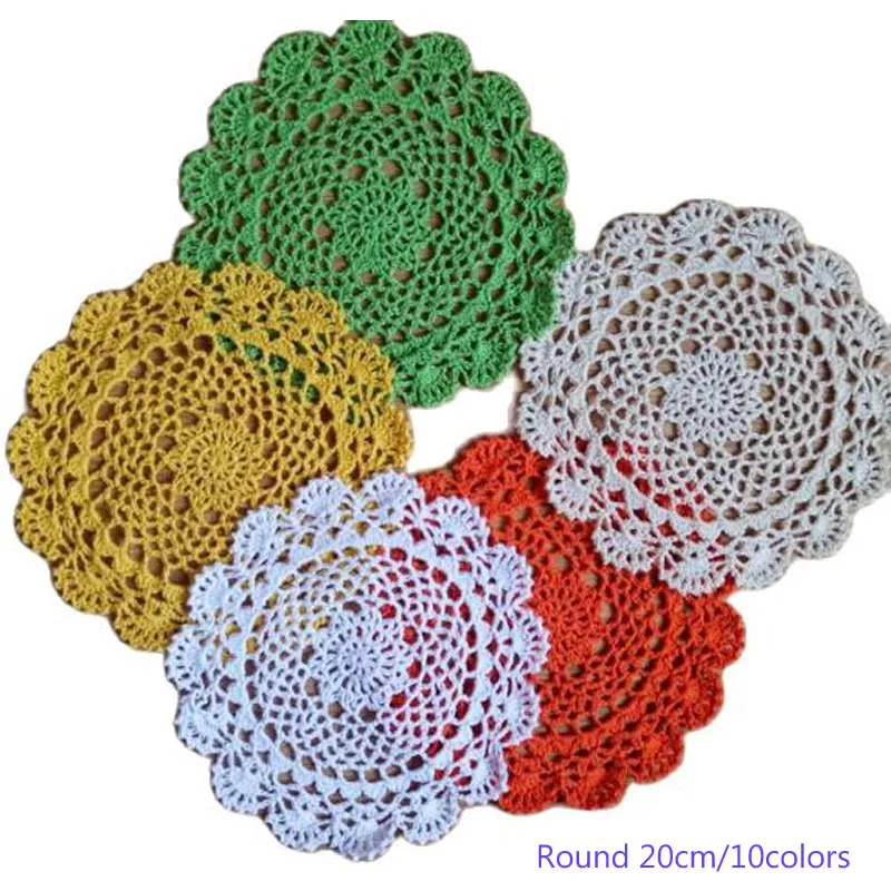 

TOP cotton Lace table place mat crochet coffee dish round placemat pad Christmas drink coaster cup mug tea dining doily kitchen