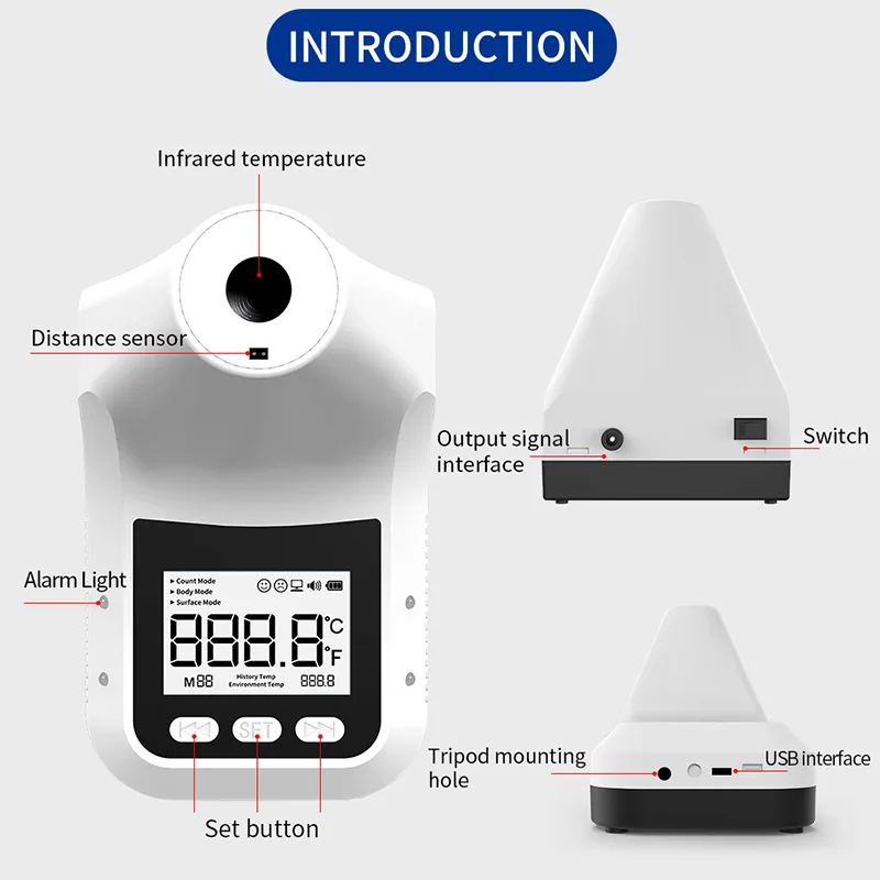 M3 PRO New Non-contact Infrared Thermometer Digital Forehead Hand Temperature Sensor Laser Gun With Fever Alarm Wall Mounted | Инструменты