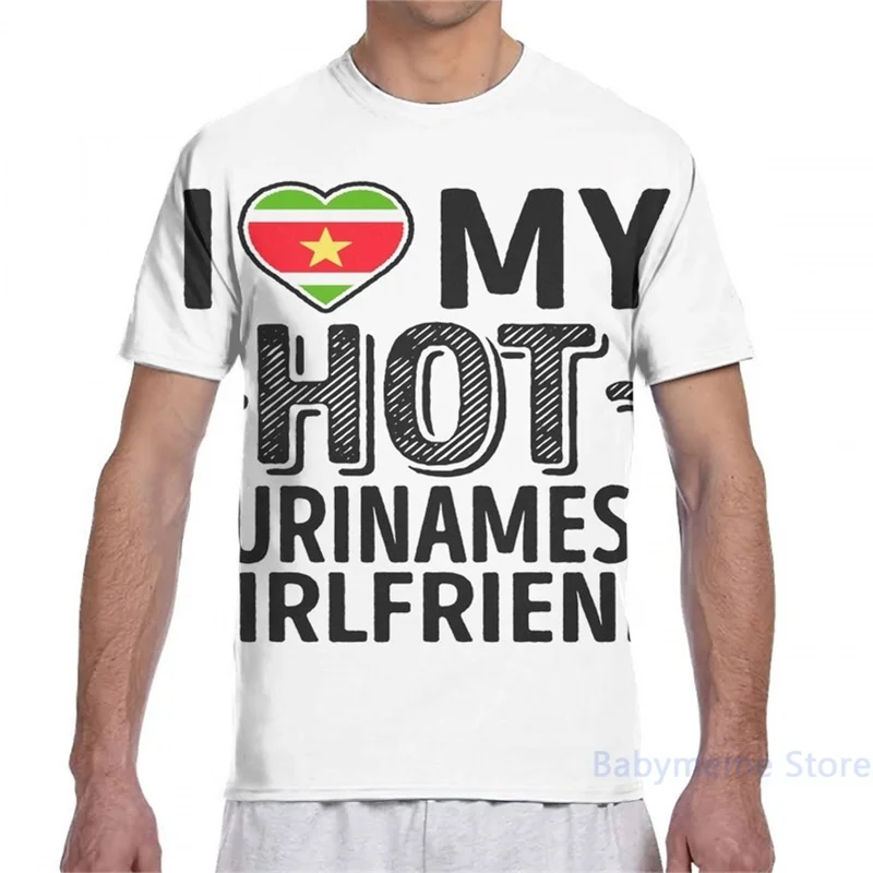 Футболки с надписью I Love My Горячая суринамский доллар подруга для мужчин футболка