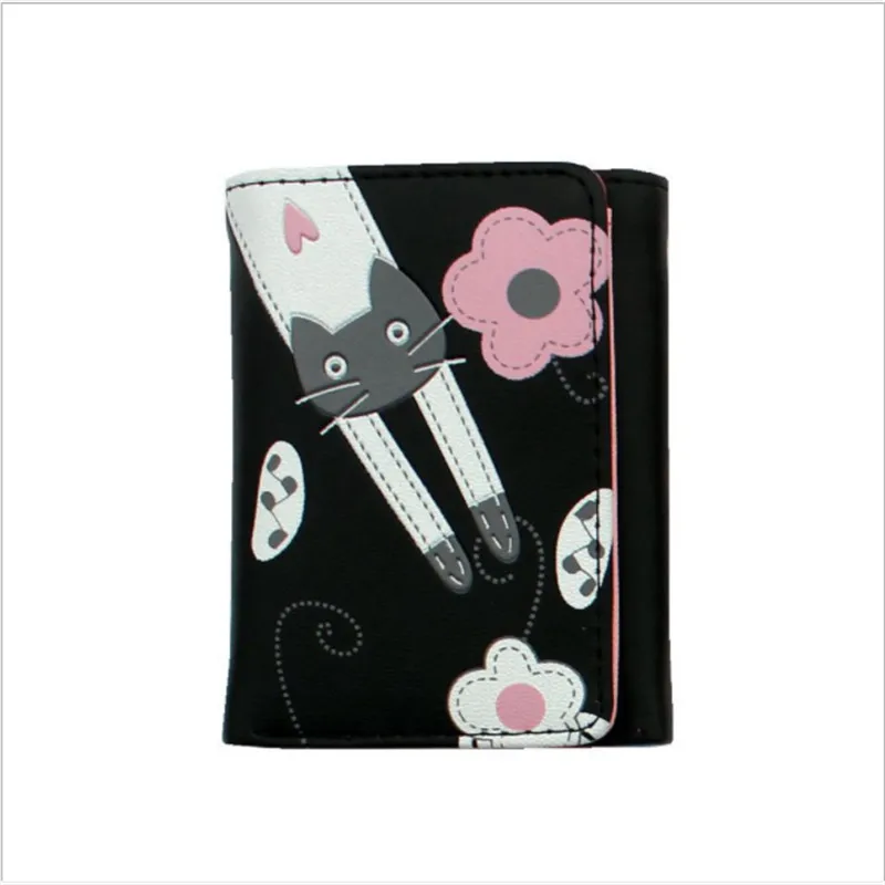 

Cute Women Wallets New Fashion Cartoon Cat Printing Clutch Purse PU Leather Ladies Mini Money Bags