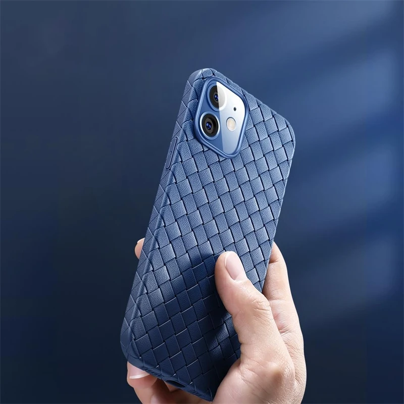 

mobile phone case for iPhone 12 for iPhone 12 Pro woven leather texture 12 mini anti-drop ultra-thin protective case