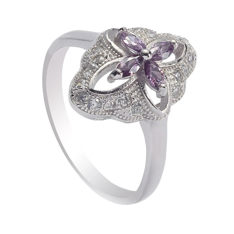 

Большие модные обручальные кольца Eulonvan из стерлингового серебра 925 пробы, ювелирные изделия и аксессуары для женщин, с фиолетовым кубически...