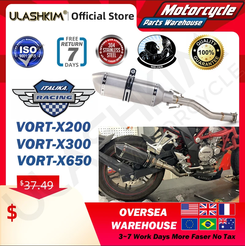 

Motorcycle Exhaust Muffler Escape Mid Contact Pipe Slip On For ITALIKA VORT-X200 VORT-X300 VORT-X650 VORT X200 X300 X650 Exhaust