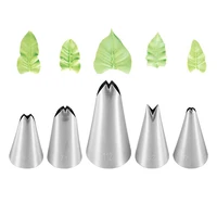5pc leaf piping tips cupcake cake cream nozzle baking supplies kitchen tool decorating accessories icing piping stainless steel